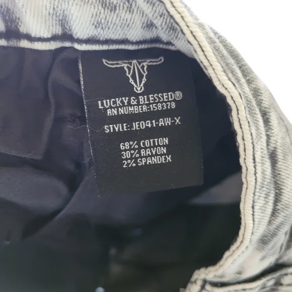 Lucky & Blessed Jeans Womens Acid Wash Wide Leg Denim Retro Hippie Flared Pants - Picture 12 of 13